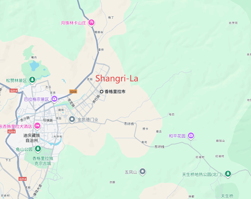China Shangri-La Tours: 4-day 3-night · Private Tour · Shangri-La route map
