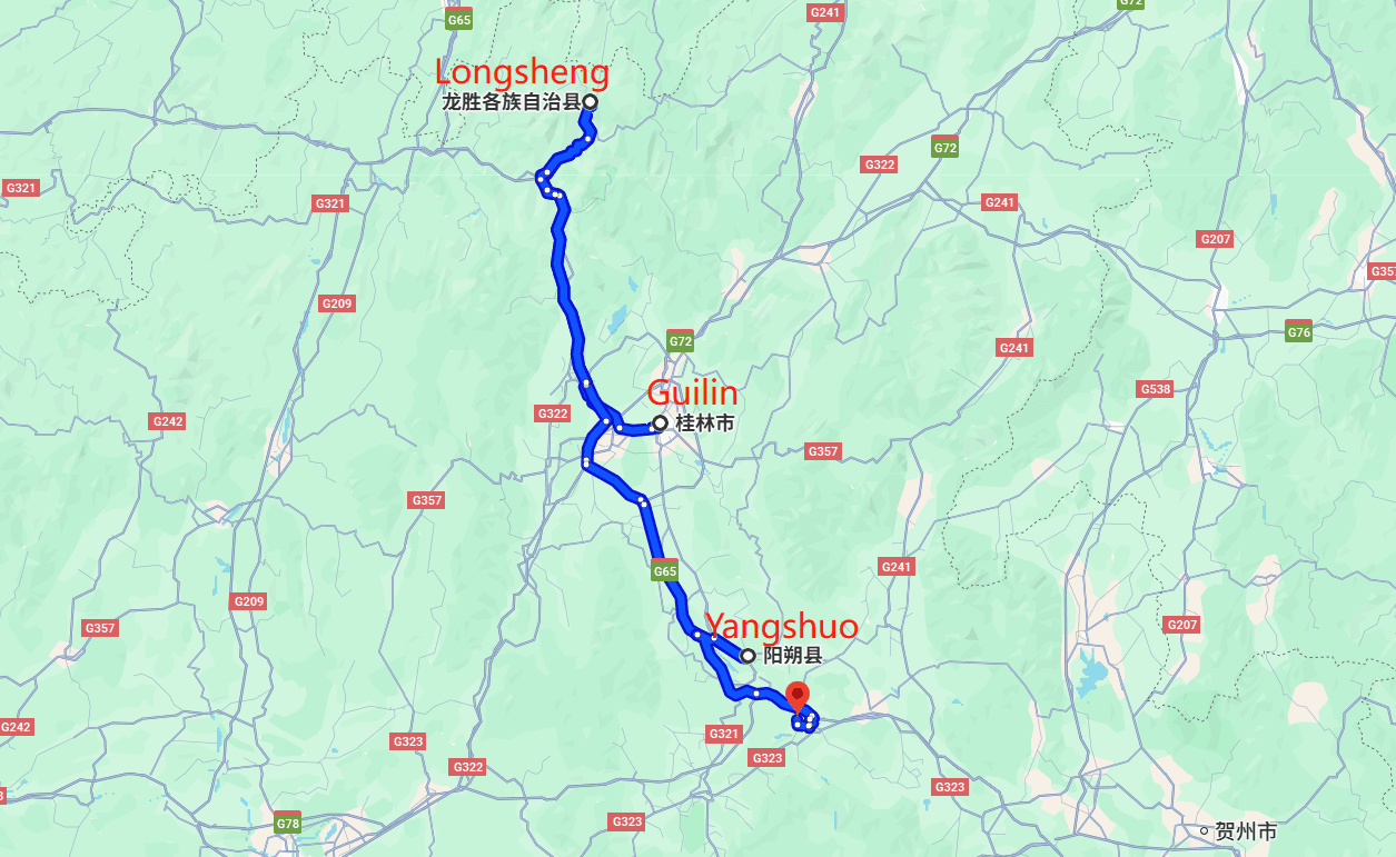 Guilin 4-day in-depth experience tour route map