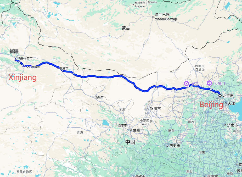 North and South Xinjiang Tour: 7-day 6-night · Private Tour · Beijing+Xinjiang route map