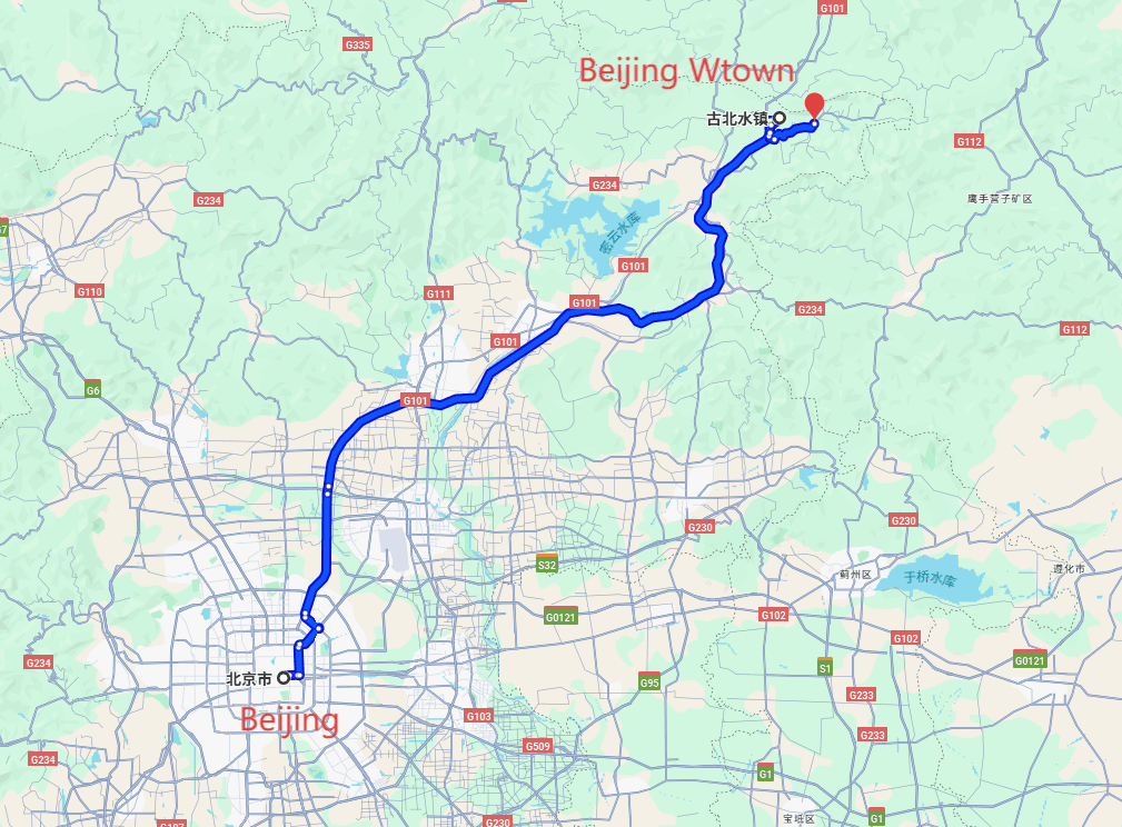 China Travel Beijing: 4-day 3-night · Private Tour · Beijing+Beijing Wtown route map