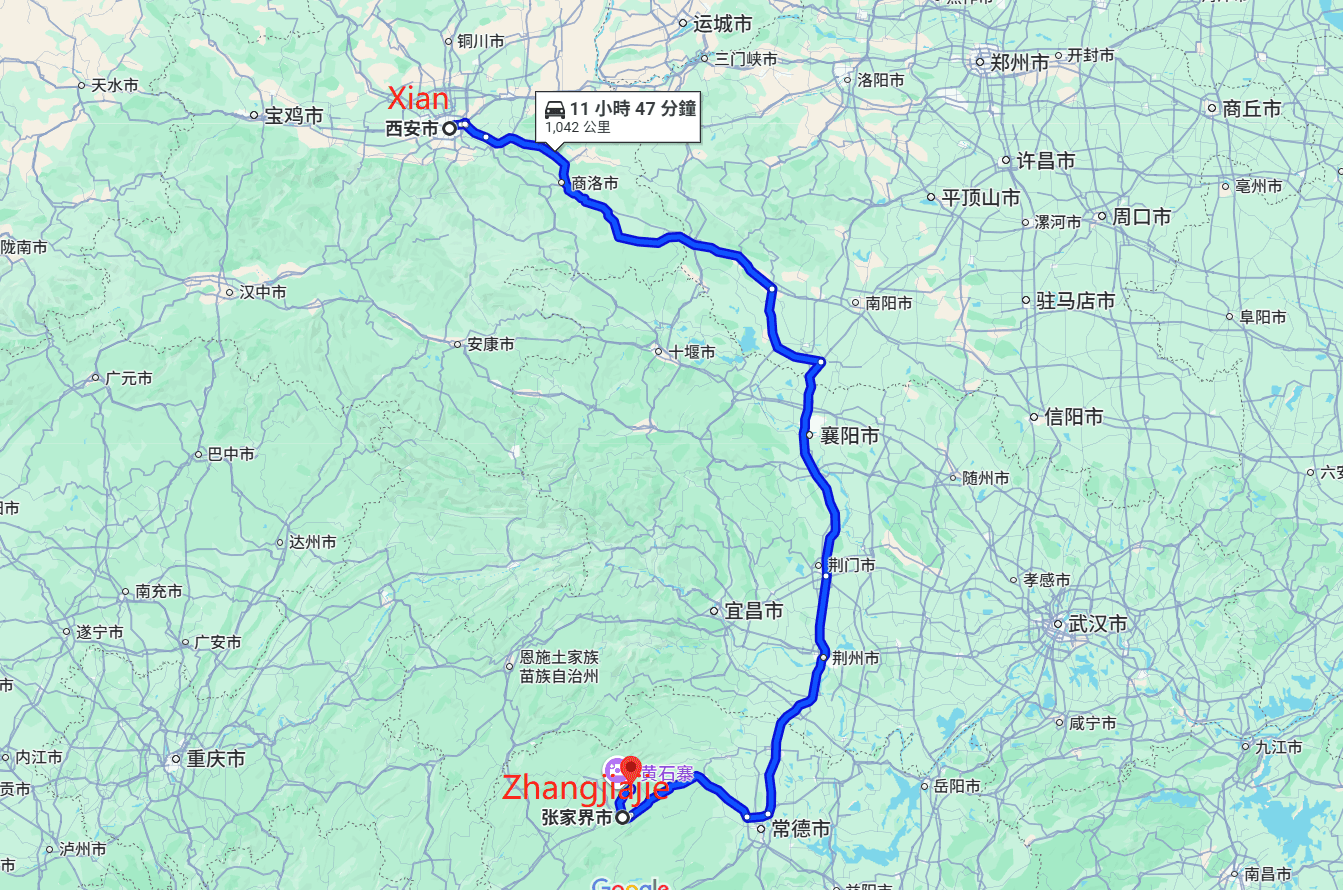 Xi'an+Zhangjiajie 8-day in-depth tour:from the Terracotta Warriors to the Avatar Mountain route map