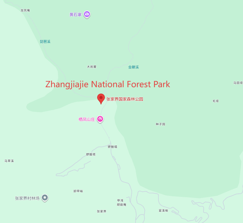 China Zhangjiajie Travel Agents: 3-day 2-night · Private Tour · Zhangjiajie National Forest Park route map