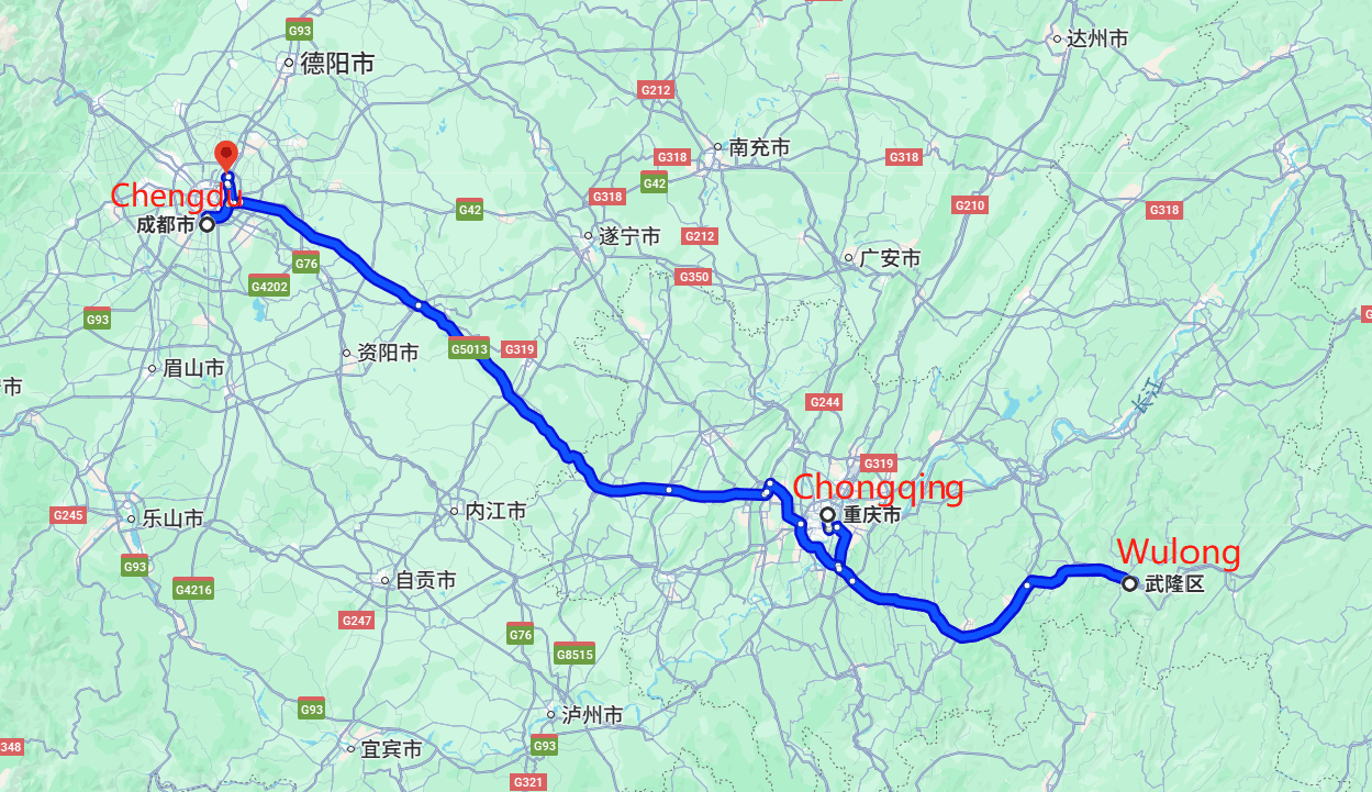 Mountain City Phantom·Panda Tour——Chongqing Chengdu 6-day tour route map