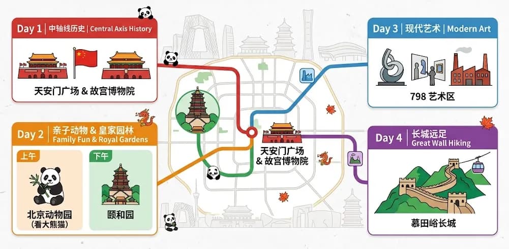 Beijing Five-day Tour route map