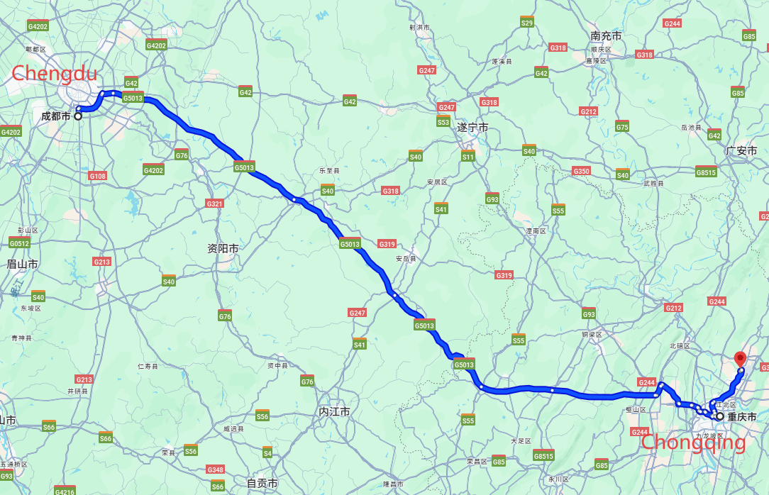 trip china: 7-day 6-night · Private Tour·China+Chengdu+Chongqing route map
