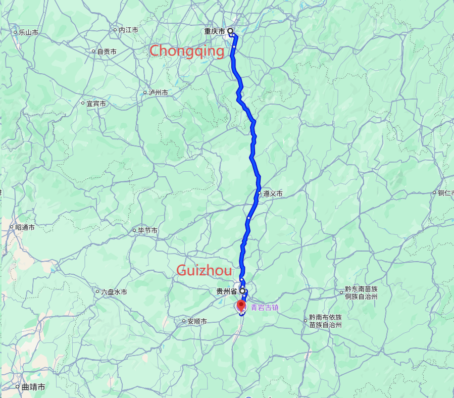 Guizhou Tours: 5-day 4-night · Private Tour · Chongqing + Guizhou route map