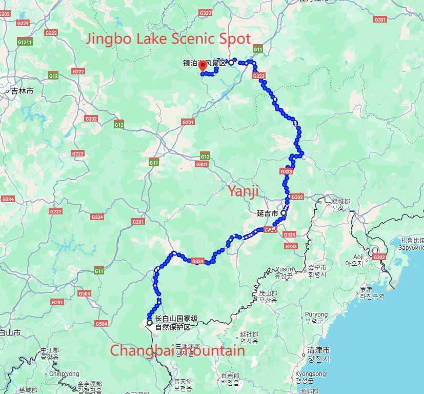 Heilongjiang Tours: 6-day 5-night · Private Tour · Harbin+Changbai mountain+Yanji+Jingbo Lake Scenic Spot route map