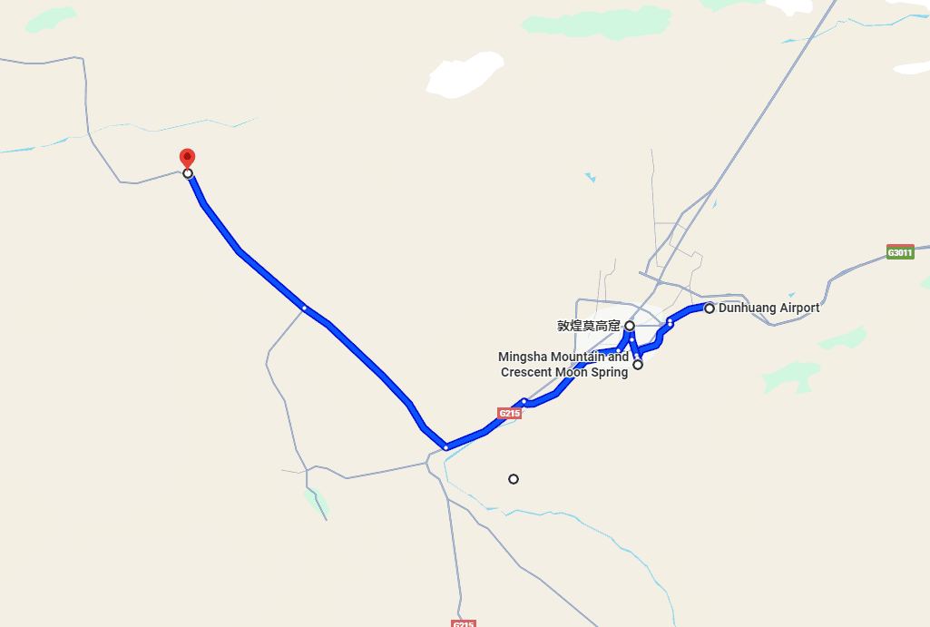Mogao Caves Tour: 3-day 2-night · Private tours · Mogao Caves + Mingsha Mountain And Crescent Spring + Yumen Pass route map