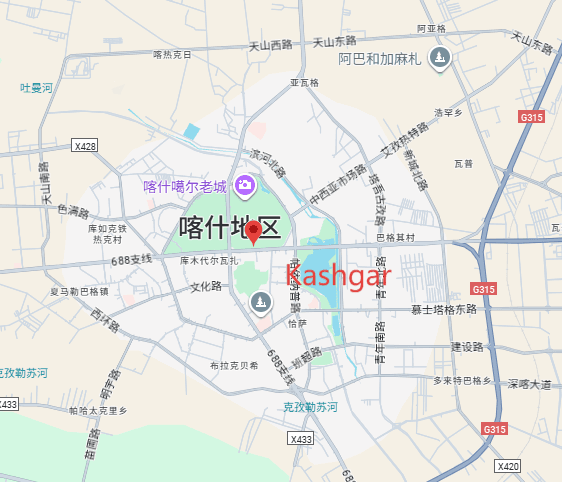 Kashgar Tour: 4-day 3-night · Private Tour · China+Xinjiang+Kashgar route map