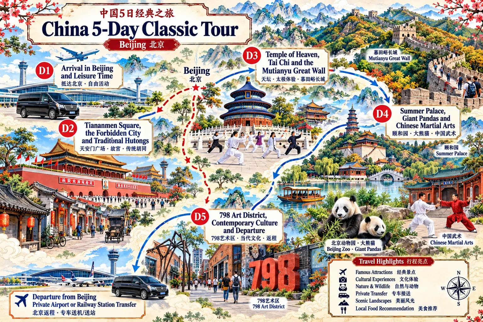 Beijing Five-day Tour route map