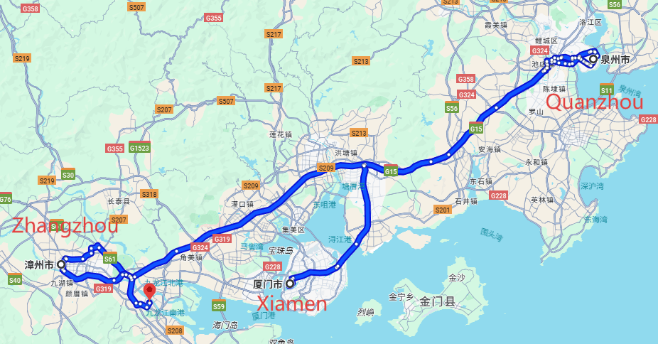 Xiamen Tour: 6-day 5-night · Private Tour · Xiamen+Quanzhou+Zhangzhou route map