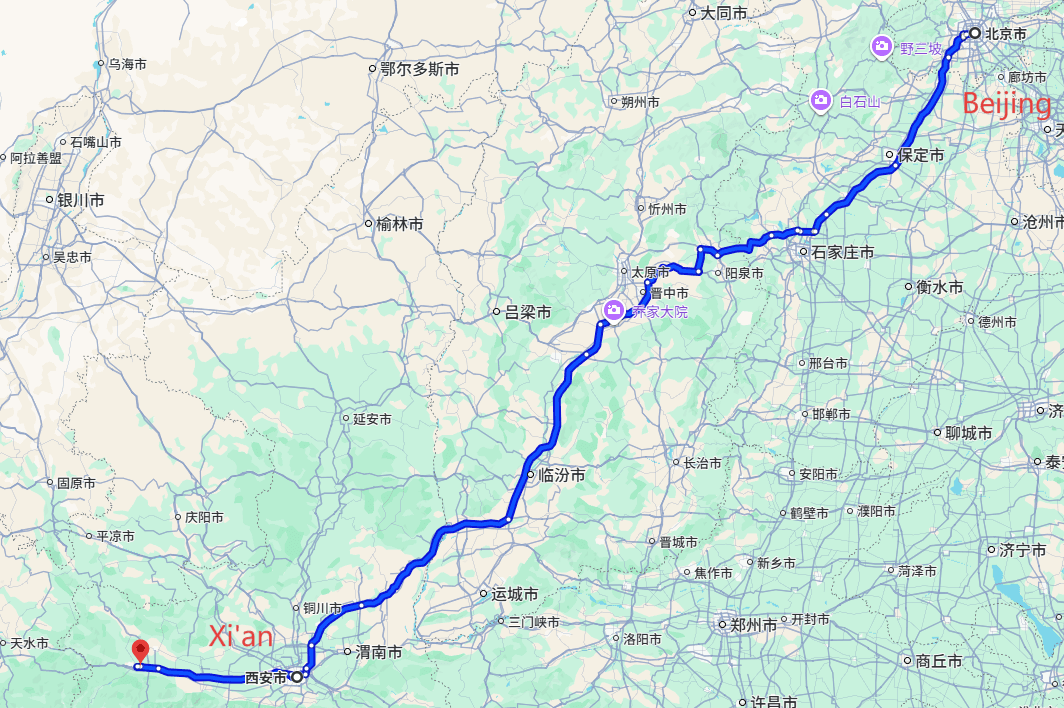 China Trip Packages: 6-day 5-night · Private Tour · China+Beijing+Xi'an route map