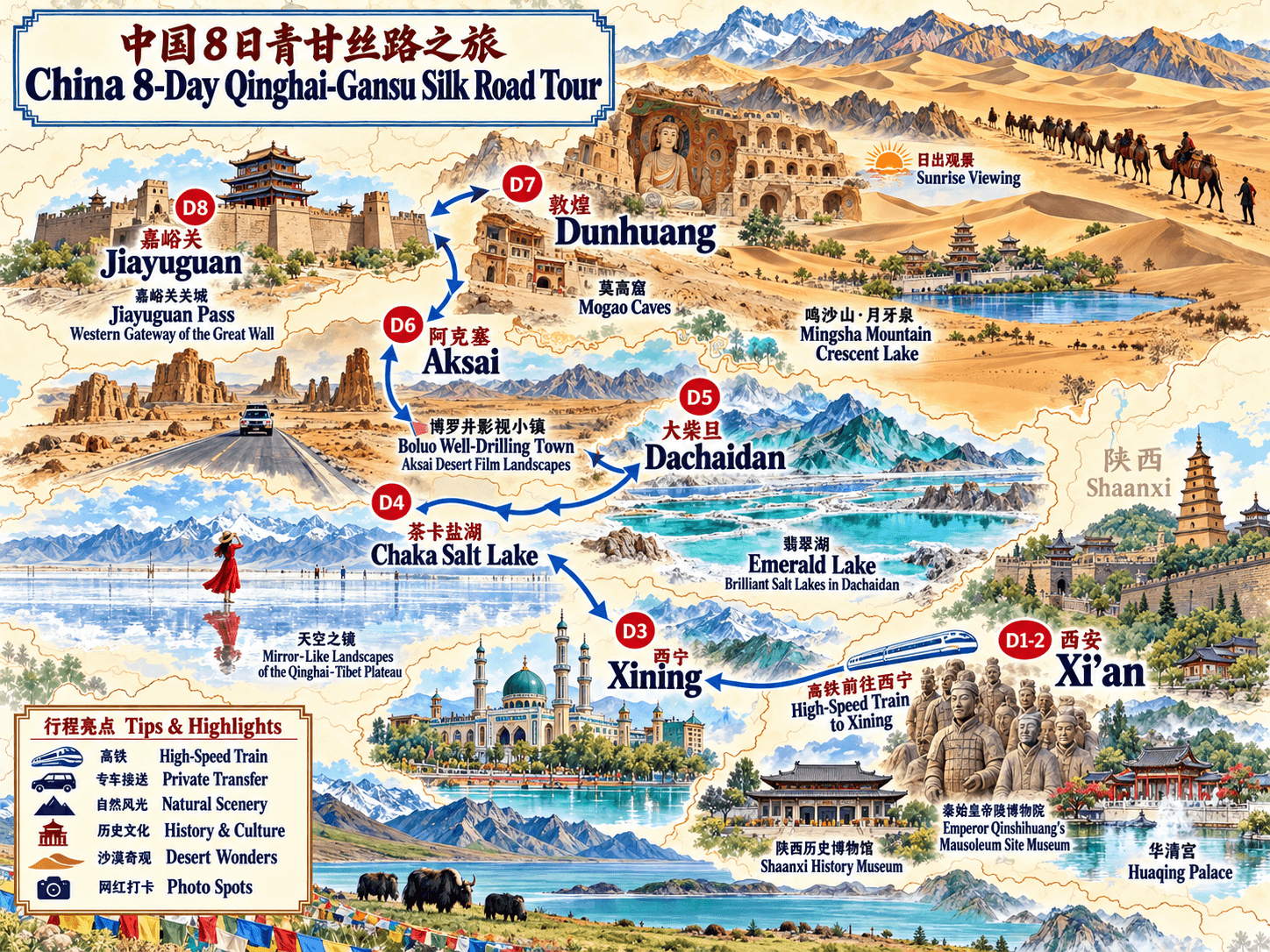 Xi'an Tour: 8-day 7-night · Private Tour · Xi'an route map