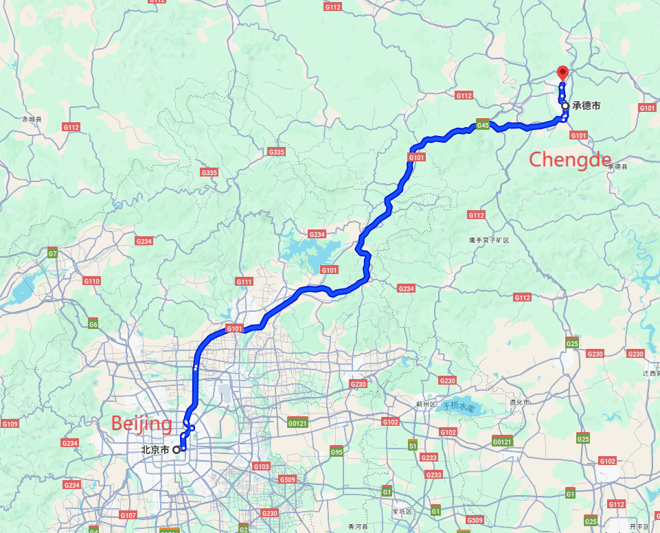 Best Place to Travel in China: 4-day 3-night · Private Tour · China+Beijing+Chengde route map